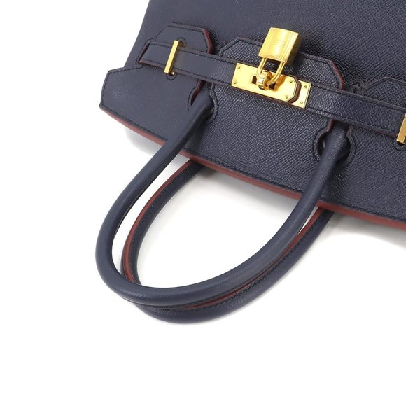 HERMES Birkin 30 Contour Hand Bag Epson Blue Indigo Rouge Ash A Engraved - Picture 5 of 10